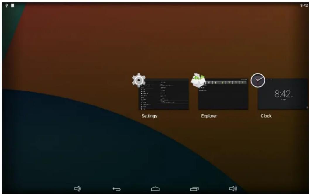 Settings Explorer Clock 8:42.