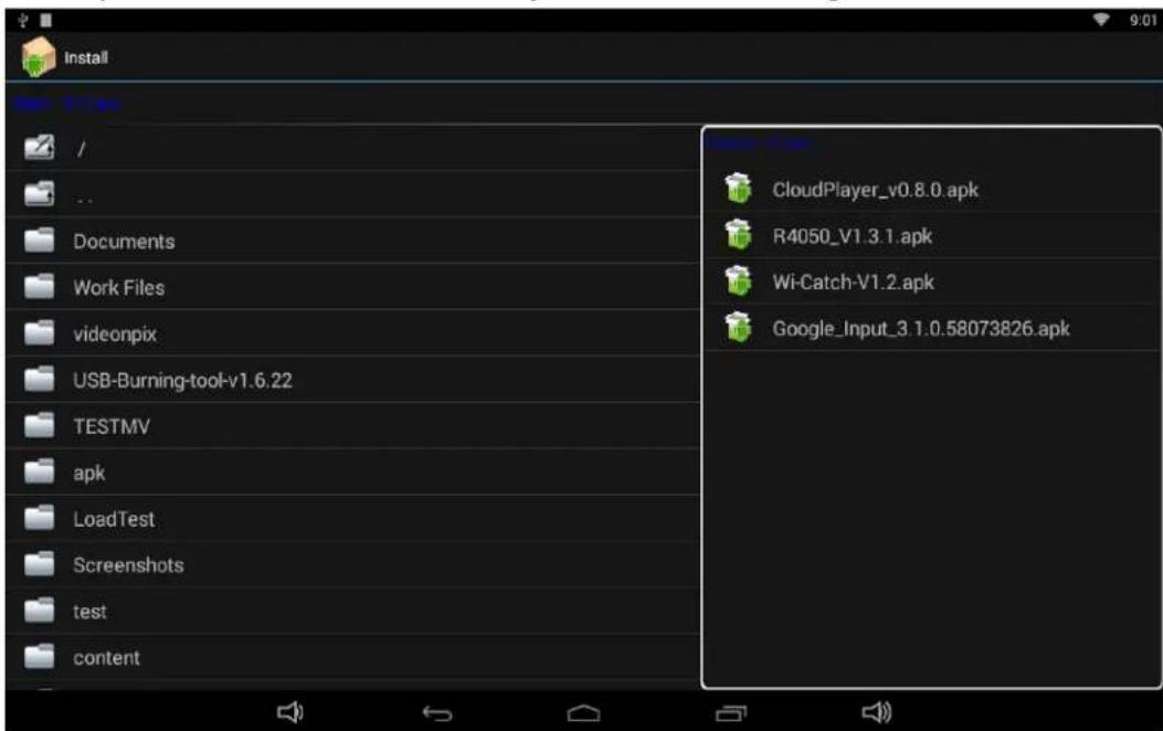 Install CloudPlayer_v0.8.0.apk R4050_V1.3.1.apk Wi-Catch-V1.2.apk Google_Input_3.1.0.58073826.apk Documents Work Files videonpix USB-Burning-tool-v1.6.22 TESTMV apk LoadTest Screenshots test content