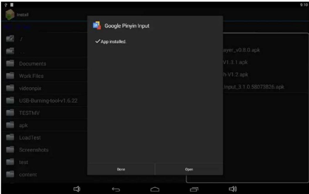 Google Pinyin Input ✓ App installed. Done Open