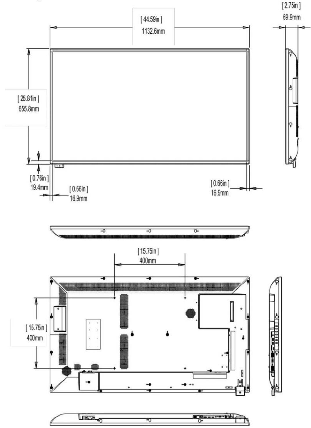Planar PS5074KT-N - Dimensions - 1