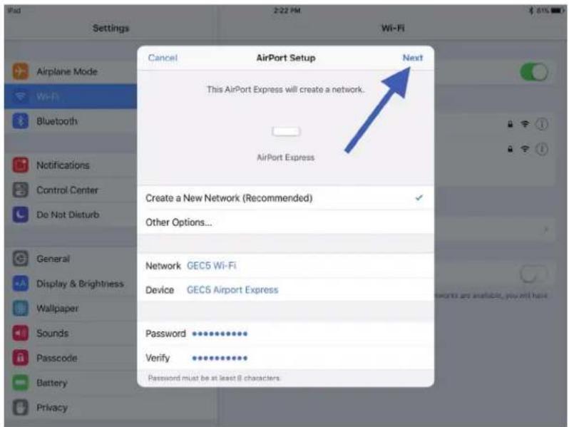 KORG GEC5 - Setting Up the Apple AirPort Express/Extreme Wi-Fi Network: - 2