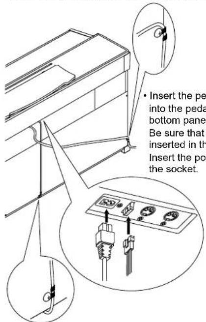 KORG Concert C-1500 - Connect the pedal cable, and fasten them. Connect the power cable, and fasten them. - 1