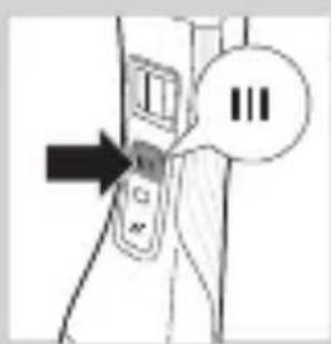 Diagram showing a mobile phone with an arrow pointing to a button labeled 'I', and a speech bubble containing three vertical bars.