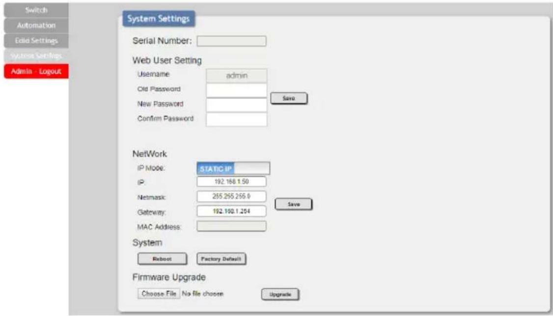 Comprehensive CHE-HDBTWP110K - System Settings Tab - 1