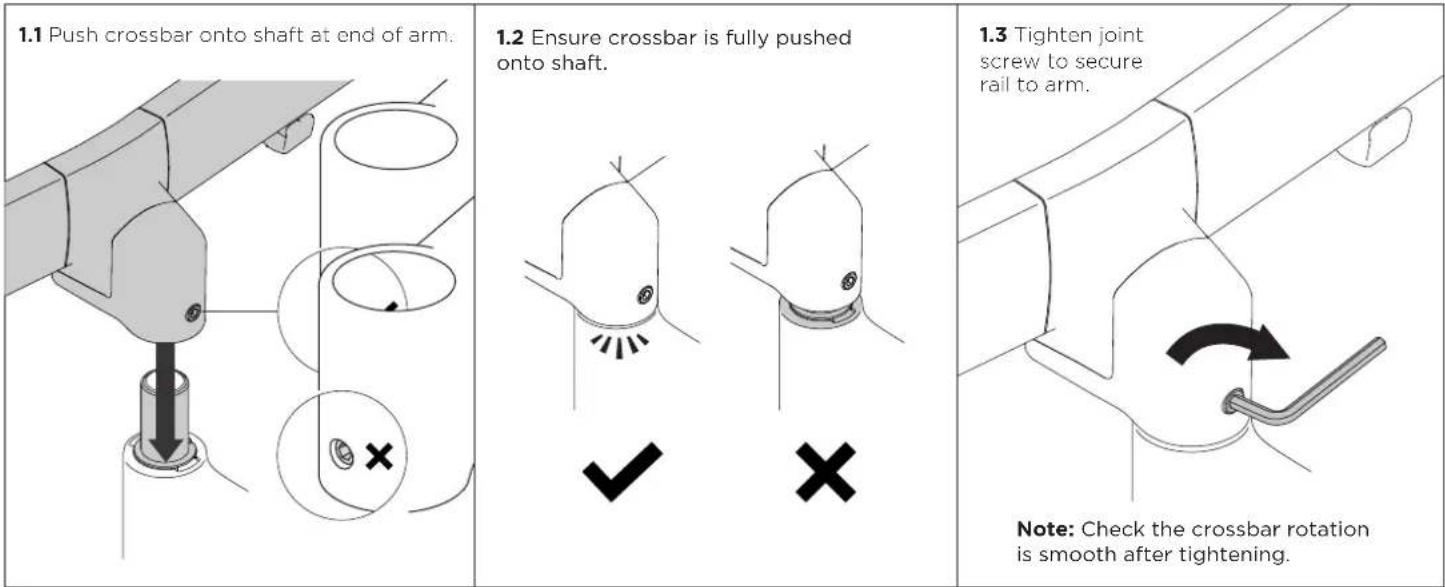 Atdec AWM-LR - Mount crossbar onto arm - 1