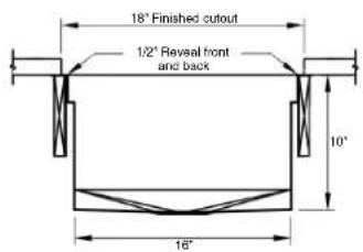 18° Finished cutout 1/2° Reveal front and back 10° 16°