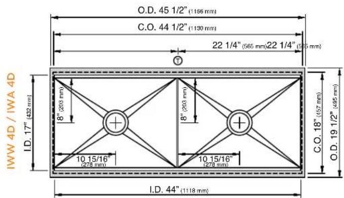 IWW 4D / IWA 4D I.D. 17" (432 mm) 8" (203 mm) 10.15/16" (278 mm) C.O. 44 1/2" (1130 mm) 22 1/4" (565 mm) 22 1/4" (565 mm) 8" (203 mm) 10.15/16" (278 mm) C.O. 18" (457 mm) O.D. 19 1/2" (495 mm) I.D. 44" (1118 mm)