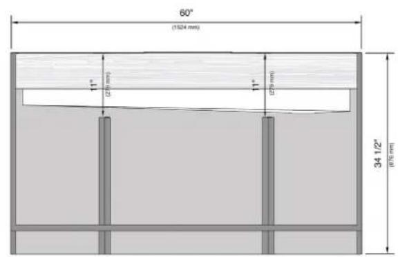 60° (1524 mm) 11° (25 mm) 11° (25 mm) 34 1/2" (75 mm)