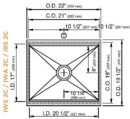 IWS 2C / IWA 2C / IBS 2C I.D. 17" (432 mm) O.D. 22" (559 mm) C.O. 21" (533 mm) 10 1/2" (267 mm) 10 1/2" (267 mm) 8" (203 mm) 10 1/4" (260 mm) C.O. 18" (457 mm) O.D. 19 1/2" (495 mm) I.D. 20 1/2" (521 mm)