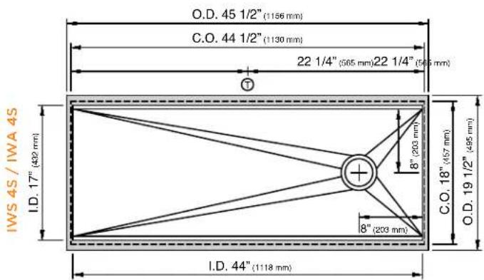 IWS 45 / IWA 4S I.D. 17" (432 mm) O.D. 45 1/2" (1156 mm) C.O. 44 1/2" (1130 mm) 22 1/4" (565 mm) 22 1/4" (546 mm) 8" (203 mm) 8" (203 mm) C.O. 18" (457 mm) O.D. 19 1/2" (495 mm) I.D. 44" (1118 mm)