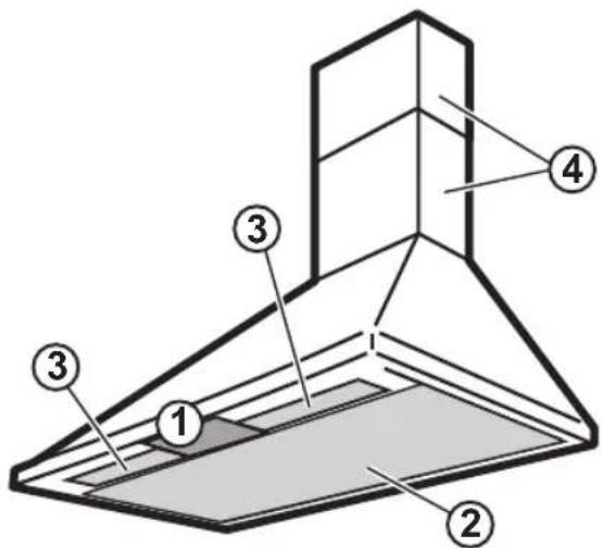Technical diagram of a chimney structure with numbered components for identification.