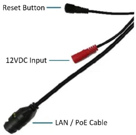 Reset Button 12VDC Input LAN / PoE Cable