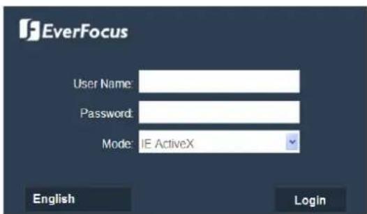 EverFocus User Name: Password: Mode: IE ActiveX English Login