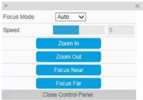 Focus Mode Auto Speed 5 Zoom In Zoom Out Focus Near Focus Far Close Control Panel