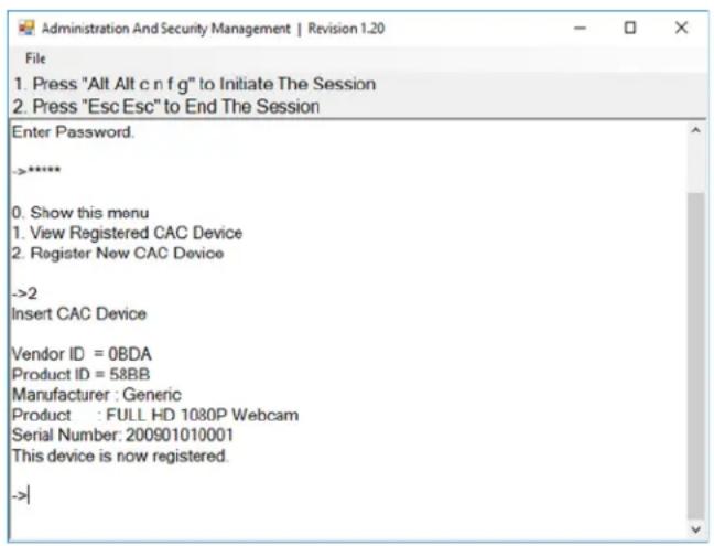 iPGARD SDVN-1S-P - Configure the CAC Port via User Menu Options - 1