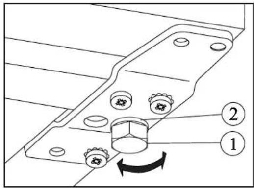Technical diagram showing a mechanical component with labeled parts and directional arrow indicating rotation or movement.