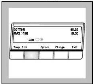 COTTON MAX 1400 1400 Temp. Spin Options Change Exit 08.30 10.55
