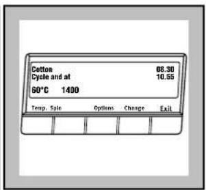Cotton 68.30 Cycle and at 10.55 60°C 1400 Temp. Spin Options Change Exit
