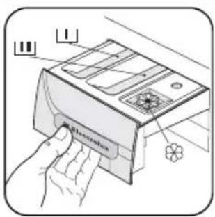 Diagram showing a hand inserting a device into a slot, with Chinese UI labels and a flower symbol indicating a location or feature.