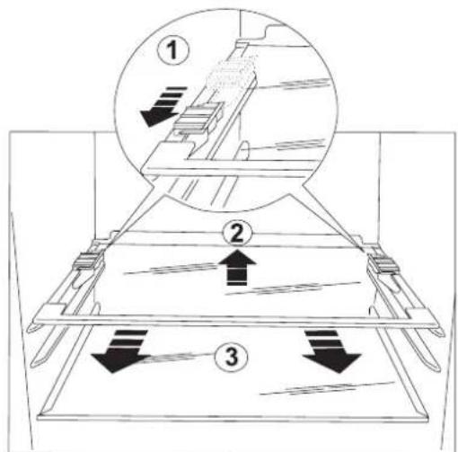 Technical diagram showing three labeled mechanical or structural components with directional arrows indicating movement or force directions.