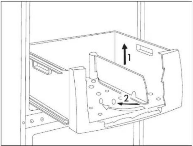 Technical diagram of a mechanical device with labeled components and directional arrows indicating movement or force.