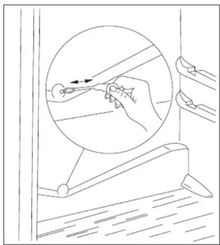 Line drawing of a hand holding a tool inside a window frame, with no text or symbols present.
