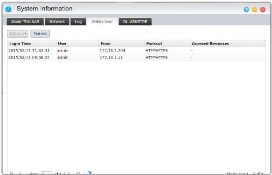 Asustor AS7012RX - Online Users - 1