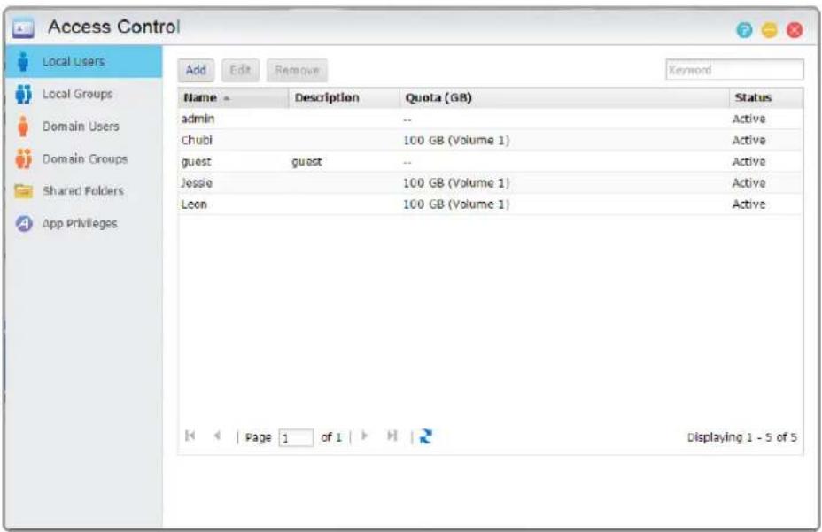 Asustor AS7009RX - Local Users - 1