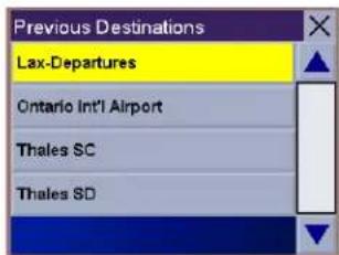 MAGELLAN RoadMate 3050T - Previous Destinations - 1