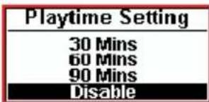 Playtime Setting 30 Mins 60 Mins 90 Mins Disable