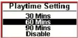 Playtime Setting 30 Mins 60 Mins 90 Mins Disable
