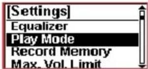 [Settings] Equalizer Play Mode Record Memory Max. Vol. Limit