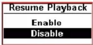 Resume Playback Enable Disable