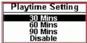 Playtime Setting 30 Mins 60 Mins 90 Mins Disable