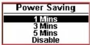Power Saving 1 Mins 3 Mins 5 Mins Disable