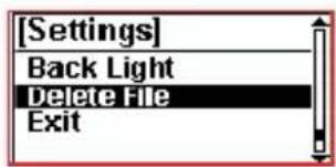 [Settings] Back Light Delete File Exit