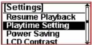 [Settings] Resume Playback Playtime Setting Power Saving LCD Contrast