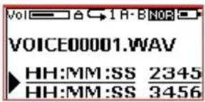 VOICE00001.WAV HH:MM:SS 2345 HH:MM:SS 3456