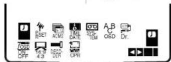 J RESET ACMS DATE OSD OFF 16:0 4:3 DECK DER CPM SYS-TEM A B OSD Dr.
