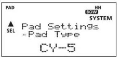 ROLAND TD-4S - Use the SEL [ ] [ ] buttons to choose "8 PAD SETTINGS," and press the [OK] button. - 1