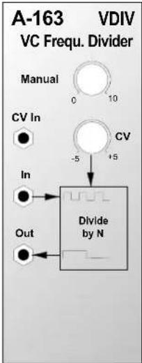 A-163 VDIV VC Frequ. Divider Manual 0 10 CV In CV -5 +5 In Divide by N Out