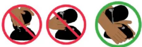 Three symbolic illustrations showing hand positions: no stopper, no grip, and grip with a bandage.