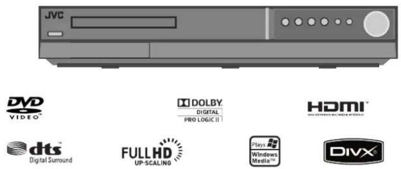 JVC DVD VIDEO® DOLBY DIGITAL PRO LOGIC II HDMI® Digital Surround FULLHD UP-SCALING Plays Windows Media™ DIVX®