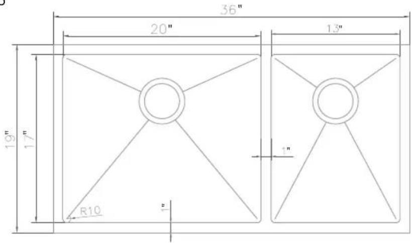 ZLine SUS15 - SINK DIMENSIONS - 3