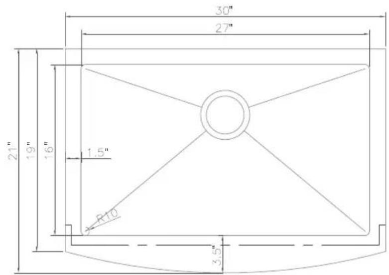 30" 27" 21" 19" 16" 1.5" R10 3.5"