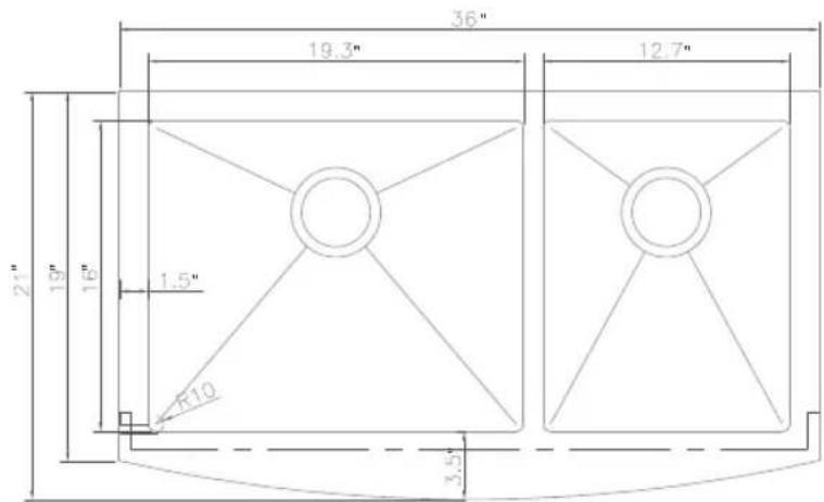 ZLine SLS33 - Apron Sink Double Bowl - 1