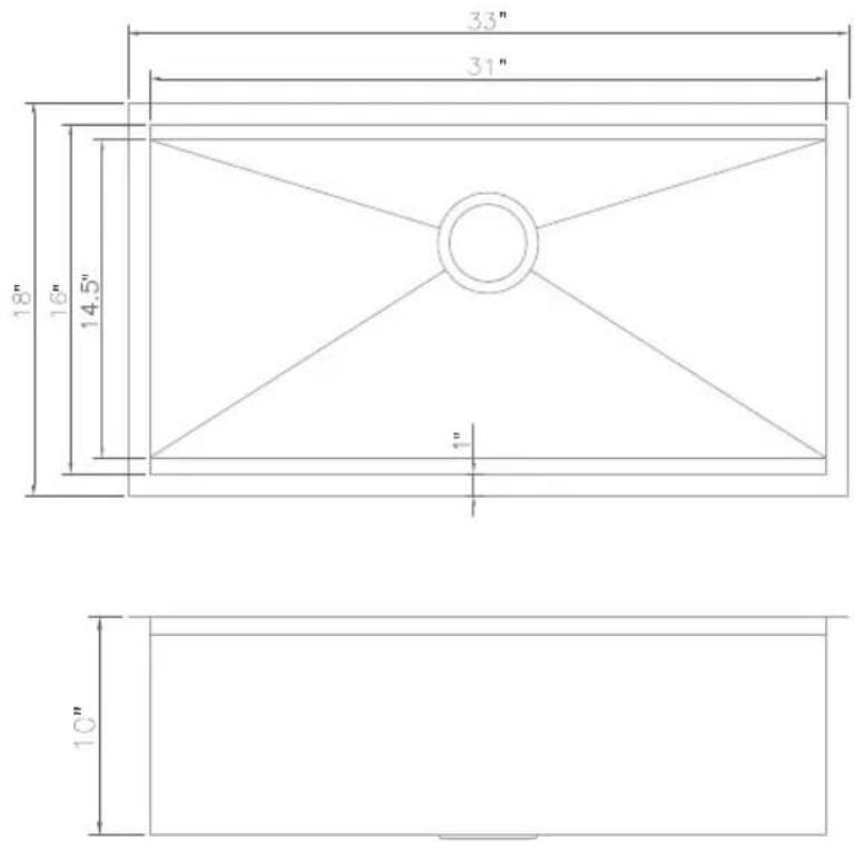 ZLine SLS33 - Ledge Sink Single Bowl - 1