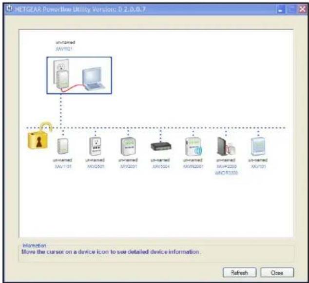 NETGEAR Powerline Utility Version: 0-2.0.0.7 un-answered AVY1921 un-answered XAV1921 un-answered AVY2021 un-answered XAV2021 un-answered XAV2024 un-answered XAV20201 un-answered XAVP2000 WORF3300 un-answered XAV1921 Information: Move the cursor on a device icon to see detailed device information. Refresh Close