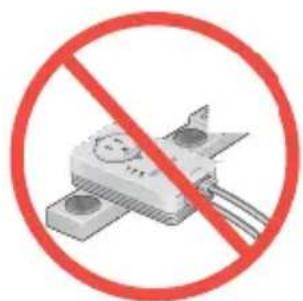 Prohibition sign showing a crossed-out electrical component with no text or symbols