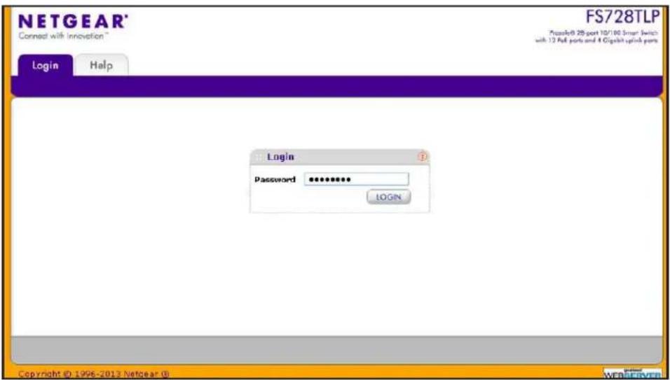NETGEAR® Connect with innovation™ FS728TLP Passed 9.28 port 10/100 Smart Switch with 13 Full ports and 4 Gigabit uplink ports Login Help Login Password ****** LOGIN Copyright © 1996-2013 Netgear © © Copyright © 1996-2013 Netgear © WWW.FS728TLP